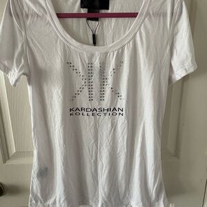 Kardashian Kollection White Short Sleeve Tee